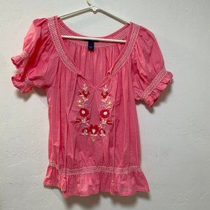 Barbie Core BandolinoBlu Embroidered Peasant Blouse